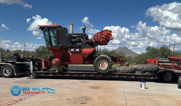 Transporting a 1998 Byron 8400 Corn Picker on a lowboy trailer from Towson, Maryland to Klamath Falls, Oregon.