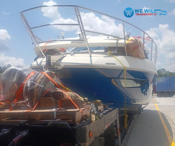 Transporting a 2007 Azimut 43S Sport Coupe Yacht cross-country on a RGN trailer from Portsmouth, Virginia to San Francisco, California.
