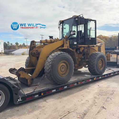 2009 Cat 938H Wheel Loader transport on a 5-axle RGN trailer from Whiteville, Tennessee to Baltimore, Maryland.