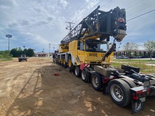 All-terrain crane on RGN trailer