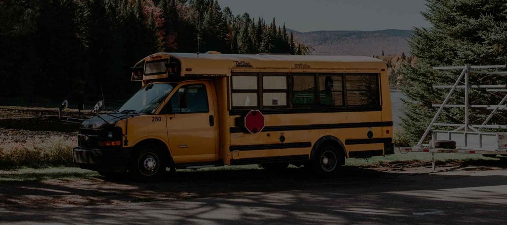School bus going to be transported.