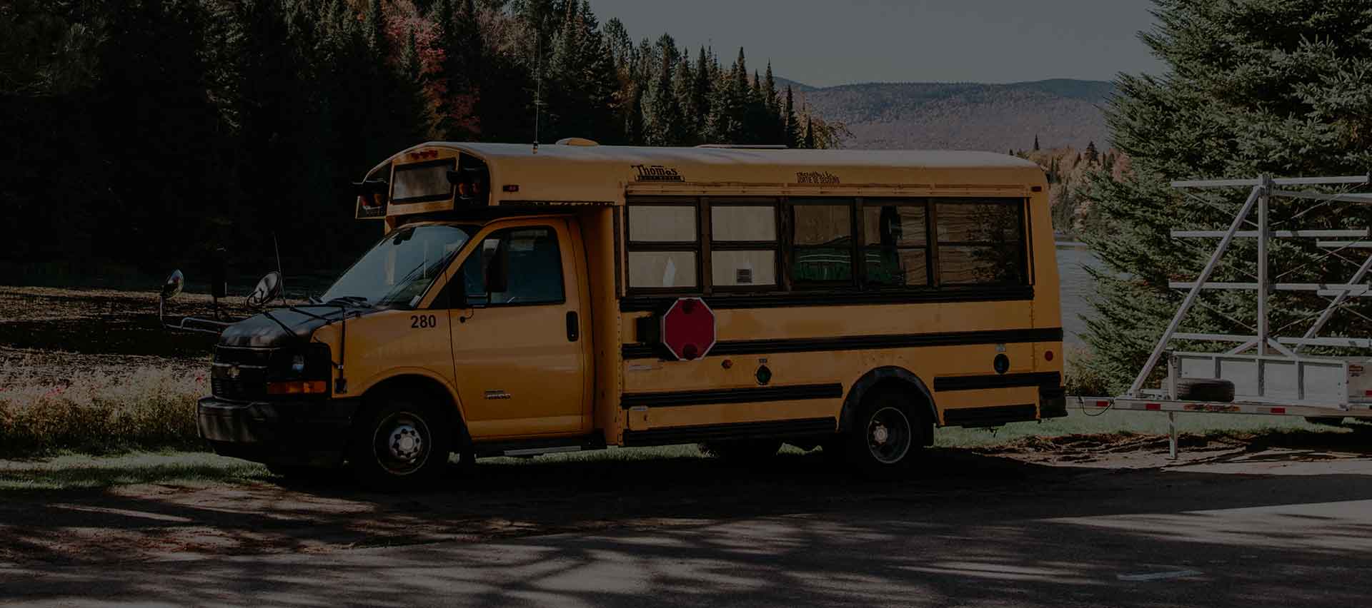School bus going to be transported.
