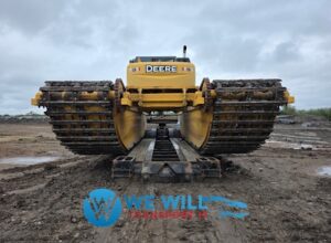 Hauling a 2025 John Deere 210G Amphibious Excavator on a RGN trailer.