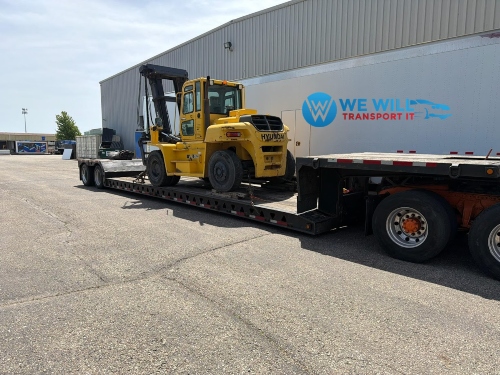 Hauling a Hyundai Forklift on a RGN trailer from Long Beach, California to Philadelphia, Pennsylvania.