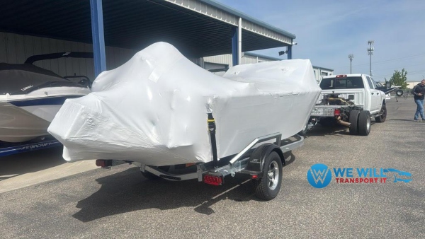 Hauling a boat that is shrink wrapped on a bunk boat trailer from Wilmington, Delaware to Chesapeake, Virginia.