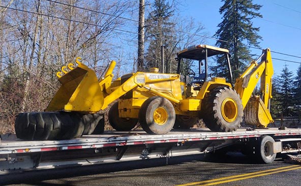 John-Deere-Backhoe-Transport-Hauling-Shipping Heavy Equipment Transport from Indiana to North Carolina