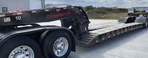 RGN trailer used for tall or oversized machines