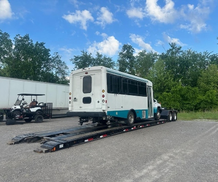 Shuttle bus getting ready for a delivery across the country.