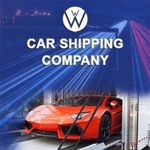 We Will Transport It logo on top of a Ferrari getting out of a enclosed car transport carrier