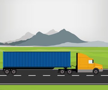 moving shipping Containers by truck illustration