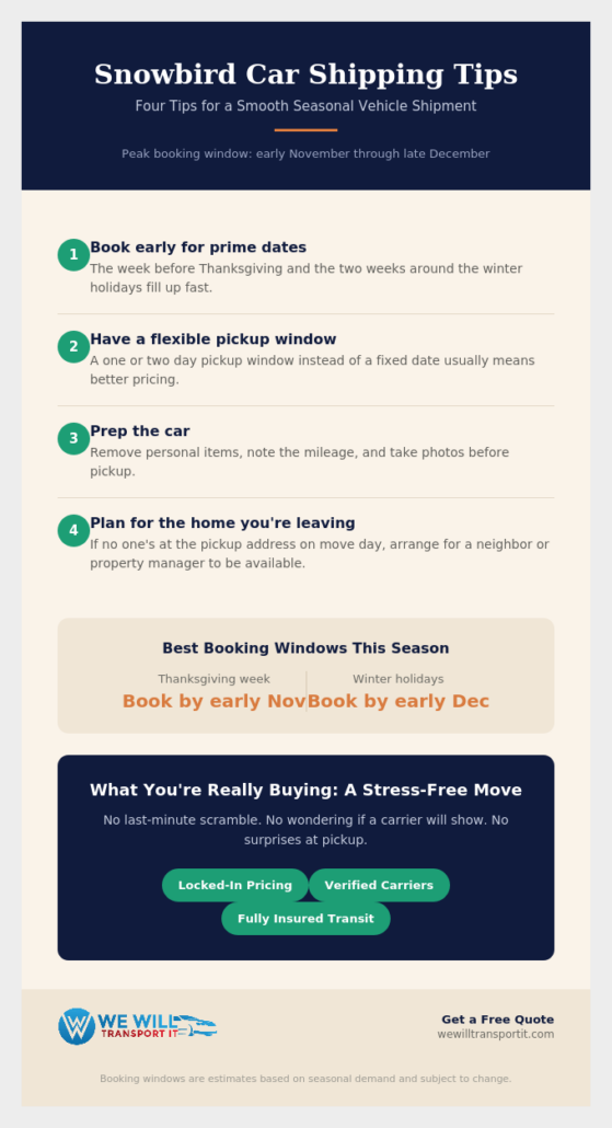 snowbird car shipping tips